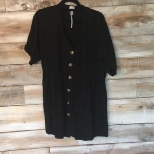 Black smock dress with buttons